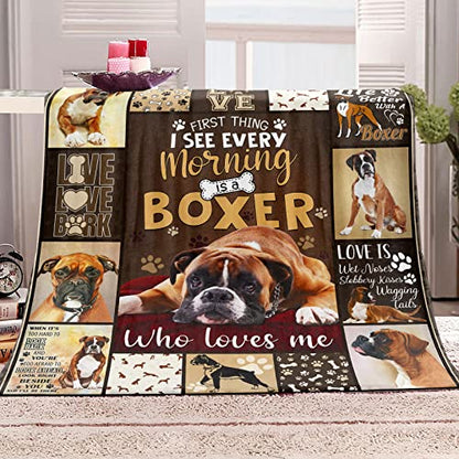 Tupmnbry Boxer Dog Blanket Cute Puppy Throw Blanket Super Soft Flannel Throw Blanket Lightweight Fluffy Plush Fuzzy Bed Blanket for Cute Pet 60"X80" - color: Boxer, size: 60"X80"
