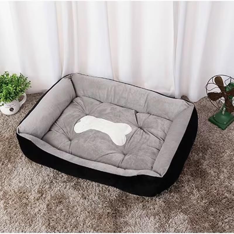 Plush Pet Bed, Soft Cushioned Dog Sofa with Bolster Pillows Breed Dogs Cotton Fill Side Bolster Washable (Black and Gray, X-Large) - color: black and gray, size: X-Large