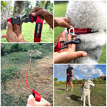 Tuff Pupper Heavy Duty Long Dog Leash | 20 Foot | Buckle Handle | Dog Recall Training Leash | High Visibility Nylon Webbing | Rust Resistant Swivel Clip - size: 20 Foot