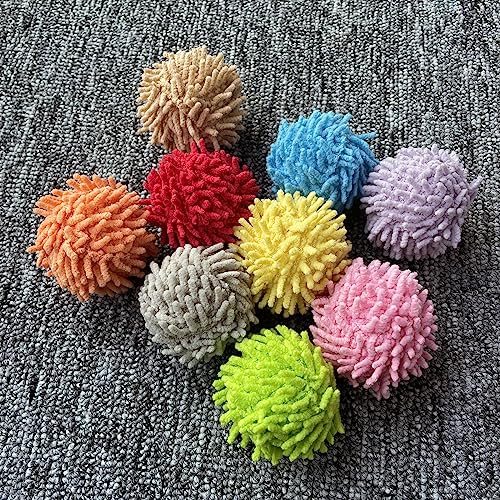 9Pcs Fuzzy Cat Ball Toys - Safe Pom Pom Balls for Indoor Cats, Kitten Chasing Toys with Bell (Multicolor) - color: 9Pcs