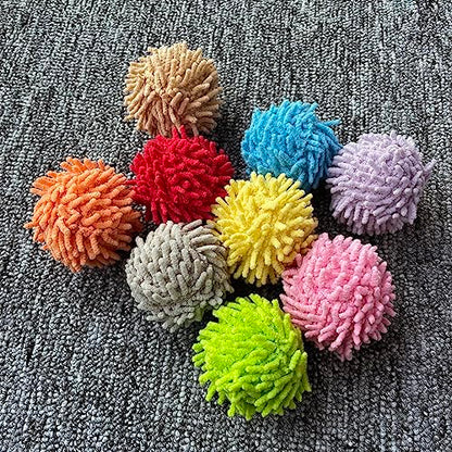 9Pcs Fuzzy Cat Ball Toys - Safe Pom Pom Balls for Indoor Cats, Kitten Chasing Toys with Bell (Multicolor) - color: 9Pcs