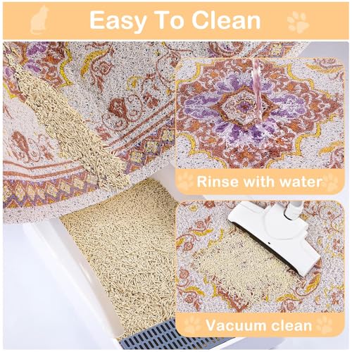 Glittme Cat Litter Mat with Non-Slip Bottom Litter Box Mat 40"X30" Litter Trapping Mat Easy to Clean Washable Cat Food Mat for Kitty,XL - color: Brown, size: 40"x30"