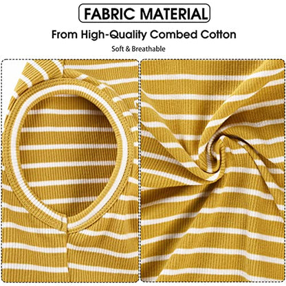 Dog Shirt Vest Lightweight Stretchy Dog T-Shirts Soft Cool Sleeveless Stripe Vests Breathable Clothes for Puppy Kitty Cats Small Medium Large Dogs 2 Pack Yellow + Light Grey [S/Small] - color: Yellow + Light Grey, size: S-(2~7lb) | Chest(~13")