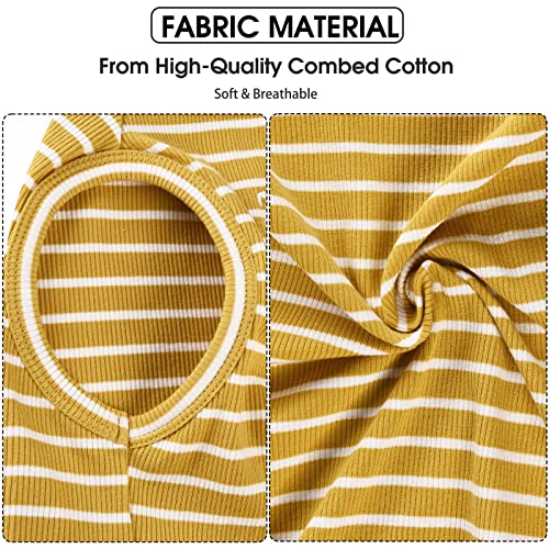Dog Shirt Vest Lightweight Stretchy Dog T-Shirts Soft Cool Sleeveless Stripe Vests Breathable Clothes for Puppy Kitty Cats Small Medium Large Dogs 2 Pack Yellow + Light Grey [ 2XL ] - color: Yellow + Light Grey, size: 2XL-(20~30lb) | Chest(~24")