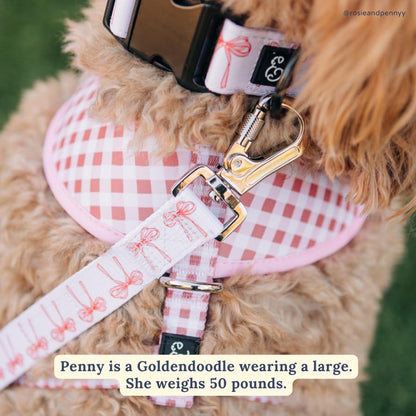Lucy & Co. Ballet Bows Dog Collar - Durable Lightweight Designer Collar for Pets - Adjustable Metal Safety Buckle - White & Pink Bows - Small - color: Ballet Bows Dog Collar, size: Small