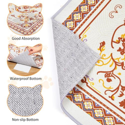 Washable Cat Litter Mat 48"x36" 2Pack with Non-Slip Bottom Waterproof Litter Box Mat Easy to Clean Litter Trapping Mat for Kitty - color: Brown&White, size: 48"x36"-2 Pack