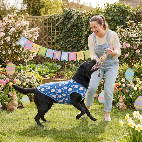 4-Pack Easter Dog Tank Tops Spring Summer Colorful Sleeveless Pet Apparel Rabbit & Easter Egg Patterns Outfits Puppy Vest for Small Medium Large Dogs 3XL - size: XXX-Large