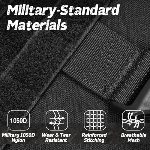 rabbitgoo Tactical Dog Harness Medium Sized, Heavy Duty Pet Harness with Handle, No-Pull Service Vest Medium Breed, Adjustable Military Dog Vest for Training Hunting Walking, Black, M - color: Black, size: Medium