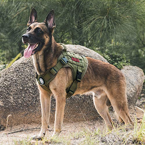 OneTigris Tactical Dog Harness Vest,No-Pull Service Dog Vest with Hook & Loop Panels,Adjustable Dog Vest Harness for Walking Hiking Training(Green,XXS) - color: Green, size: XX-Small