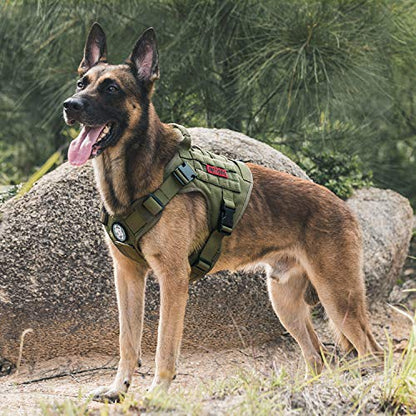 OneTigris Tactical Dog Harness Vest,No-Pull Service Dog Vest with Hook & Loop Panels,Adjustable Dog Vest Harness for Walking Hiking Training(Green,XXS) - color: Green, size: XX-Small