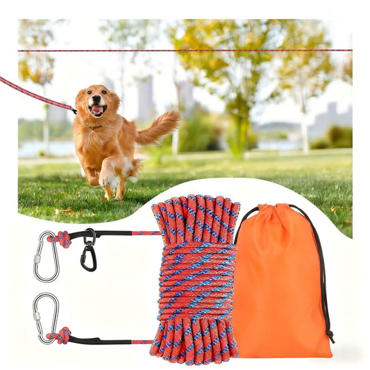 25 ft Dog Leash, Long Leash for Dogs Outside, Dog Tie Out Cable, Lead for Camping, Tether for Yard, Line (Red) - color: Red, size: 25FT