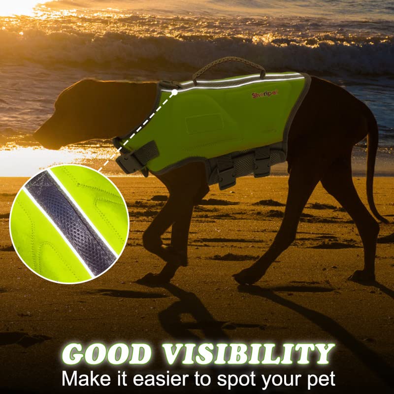 Dog Life Jacket - Small Dog Flotation Vest with Reflective Stripes and Rescue Handle - color: Green, size: Small