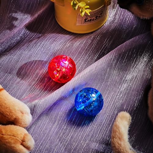 Sratte 2 Pcs Ghost Hunting Cat Ball Activated Cat Toy Motion LED Light Pet Balls Motion Dog Interactive Pet Toys Glowing Mini Running Exercise Supplies for Animals Activity (Rose Red,Light Blue) - color: Rose Red, Light Blue