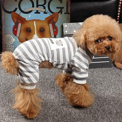 Dogs PJS Clothes for Small Dogs Girl Puppy Pajamas Long Sleeved Onesies Warm Coats Jumpers Outfits - color: GREY, size: XXL(Back15.7", Weight13.5-19 lbs)