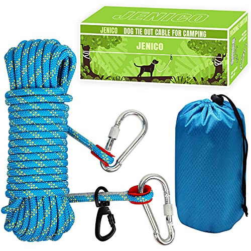 Dog Tie Out Cable for Camping - 50ft/70ft/100ft Portable Reflective Overhead Trolley System for Dogs up to 300lbs - Dog Lead for Yard Camping | Parks | Outdoor Events Blue - color: Blue, size: 70FT
