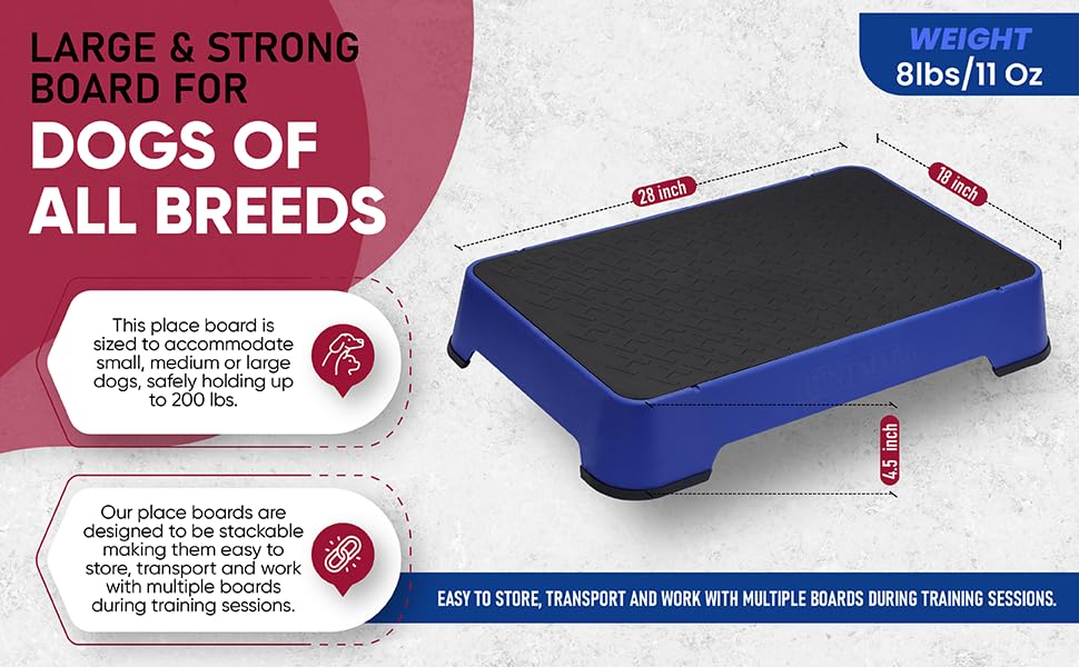 HUNTMARK Dog Training Place Board - Durable Hunting Dog Training Platform - Non-Skid Surface and Nonslip Feet - Stackable, Portable Agility Platform - Modern Puppy Trainer Equipment (Dark Blue) - color: Dark Blue
