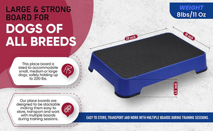 HUNTMARK Dog Training Place Board - Durable Hunting Dog Training Platform - Non-Skid Surface and Nonslip Feet - Stackable, Portable Agility Platform - Modern Puppy Trainer Equipment (Dark Blue) - color: Dark Blue
