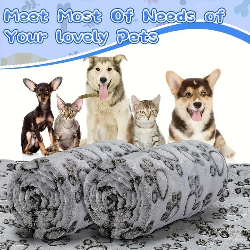 1pc Soft Cozy Pet Blanket with Paw Print Design, Tear-Resistant & Machine Washable, Warm Comfortable Dog & Cat Blanket - 16 * 23Inch, Grey - color: Grey, size: 16*23Inch