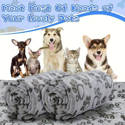 1pc Soft Cozy Pet Blanket with Paw Print Design, Tear-Resistant & Machine Washable, Warm Comfortable Dog & Cat Blanket - 16 * 23Inch, Grey - color: Grey, size: 16*23Inch