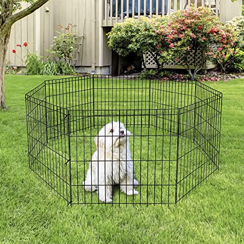 Foldable 24/30/36/42/48 Inch Metal Exercise Dog Play Pen Indoor Outdoor Playpen for Small Animals 8 Panel Pet Fence for Home Yard Camping