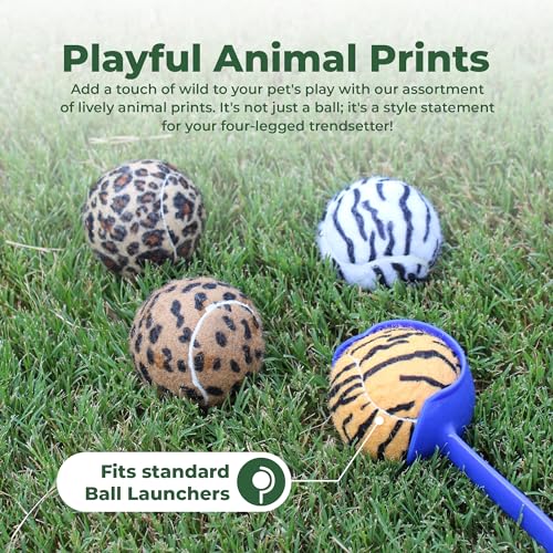 Unique Sports Dog Fetch Squeaker Balls Animal Prints 4 Pack - size: 4 Pack