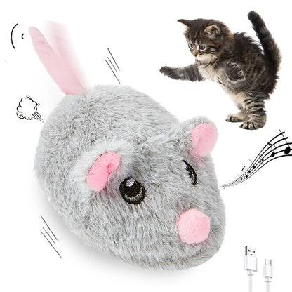 Cat Toys Squeaky Rechargeable Moving Mouse with Dynamic Magic Tail, Automatic Self Play Mouse Interactive Cat Toy for Indoor Cats, Electric Motion Activated Mice Toys for Kitten(Gray) - color: Grey