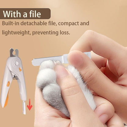 LED Dog Nail Clipper with Light, Illuminate Nails and Bloodline for Safe Trimming, with Nail File, Transparent Guard and Safety Lock, Suitable for Cats and Dogs-White - color: White