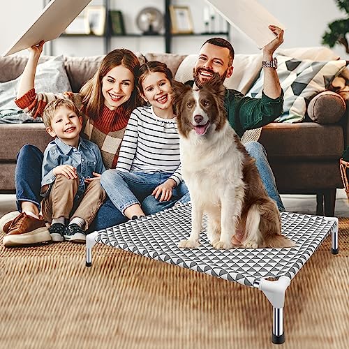 Kuntrust Elevated Outdoor Dog Bed, Medium Size, Cotton Material, Non-Slip Feet, Fits up to 70lbs - size: 4 sided Medium