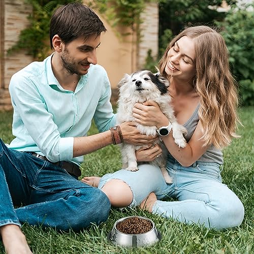 Tanlade 8 Pack Stainless Steel Dog Bowls Metal with Rubber Base Non-Slip Pets Puppy Cats Feeding Food and Water Bowls Dishwasher-Safe for Indoor Small Medium Large Dogs Cats Kitten Rabbit(7 oz) - size: 7 oz