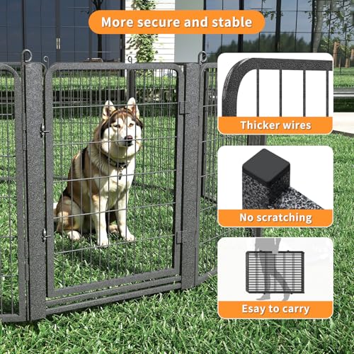 Low Threshold Dog Playpens Fence Indoor, 40 inch 38 Panels Heavy Duty Metal Outdoor Pet Playpen for Large/Medium/Small Dogs, Tall Dog Play Exercise Pens Outside - color: 38 Panels-40 Inch