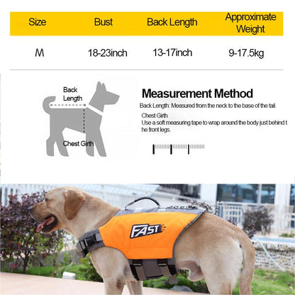 Dog Life Jacket, High Buoyancy Dog Life & Flotation Vest for Swimming and Boating, with Rescue Handle & Adjustable Straps, Gear for Medium Dogs and Pets, Orange