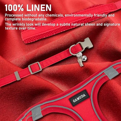 Small Pet Harness Collar and Leash Set, Step in No Chock No Pull Linen Fabric Soft Mesh Dog Vest Harnesses Reflective for Dogs Puppy Cats Kitten Rabbit (Red, S) - color: Red, size: Small