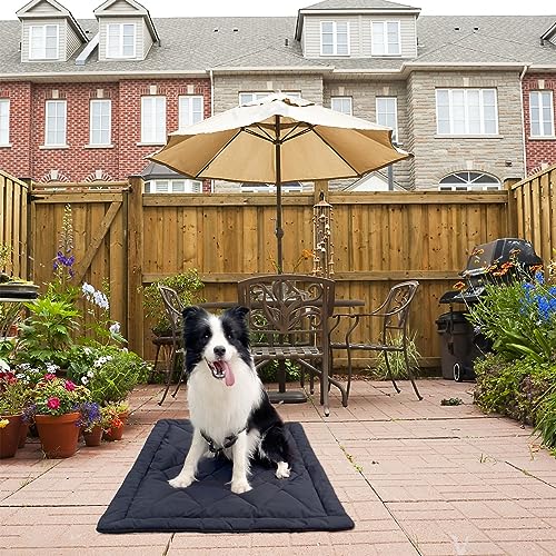 Rollup Camping Outdoor Dog Bed,Portable Dog Travel Mat with Carry Handles for Medium Large Dogs Waterproof Washable Pet Pad,42 * 28”Dark Blue - size: Large