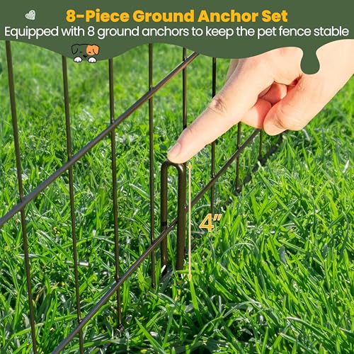 Yaheetech 34" High 8 Panel Foldable Metal Dog Exercise Pen Pet Playpen Dog Fence Outdoor & Indoor Use for Small Animals with Door Black - size: 34"
