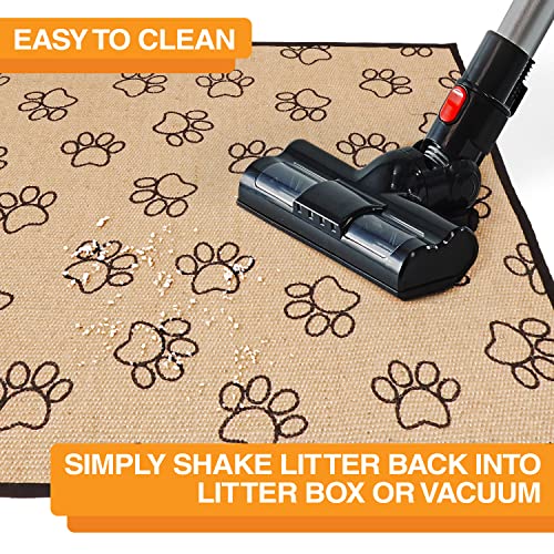 Neater Pets Jute Litter Trapping Mat, Eco-Friendly Plant-Based Material Catches Mess from Kitty Litter Box to Protect Floors, Soft on Cats Paws, Anti-Skid Backing, Easy to Clean, Paw Print, 24" x 36" - color: Paw Print