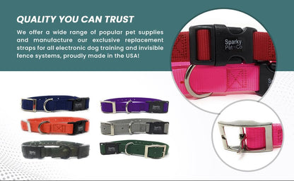 Sparky Pet Co - ECollar Replacement Strap - Easy Release Double Buckle Dog Collar - Rugged Nylon - Adjustable - D Ring - Quick Release Metal Clasp - for Invisible Fence Systems - 1" x 28" - Red - color: Red, size: 1" Wide