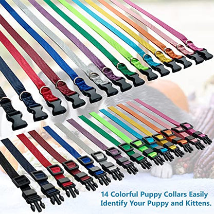 Puppy ID Collar - Identification Adjustable Collars for Newborn Dog Cat, Super Soft Nylon Safety Puppy Whelping Litter Collars for Small Dogs and Puppies (Release Buckle/S) - color: Release Buckle/ S