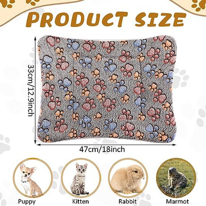 Tuanse 4 Pack Ultra Soft Dog Cat Bed Mat Small Animal Guinea Pig Bed with Cute Print Reversible Fleece Dog Crate Kennel Pad Cozy Washable Thickened Hamster Pet Beds Mat(13 x 19 Inches,Gray) - color: Gray, size: 13 x 19 Inches