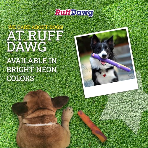 Ruff Dawg Fetch Twig Dog Toy – Durable Rubber Stick Alternative with Treat Slot – Floats, Bendable & Gentle on Teeth – Made in USA – Assorted Colors