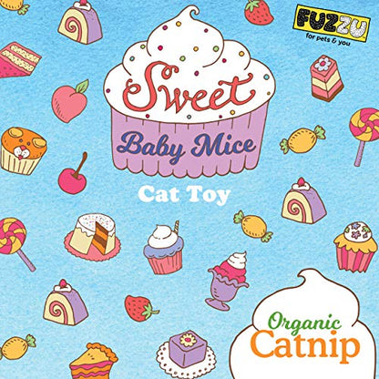 FUZZU Sweet Baby Mice Cat Toy | Cat Toy Catnip | Interactive Cat Toy | Stimulating Cat Toy | Organic Catnip | Pink - style: Cupcake