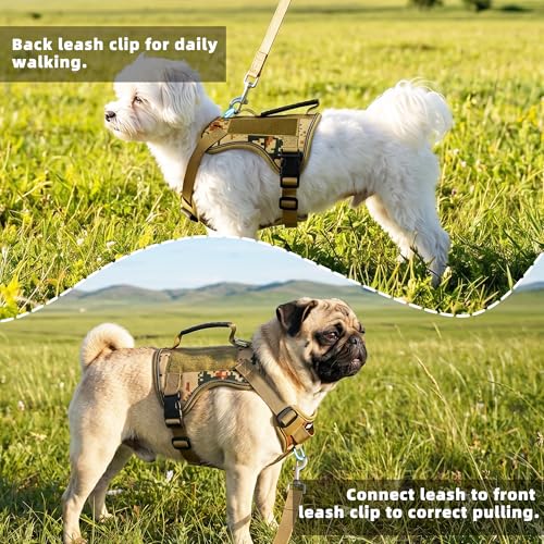 AIITLE Medium Dog Harness No Pull, Reflective Adjustable Vest with Handle, No Choke Design, Dual Metal Leash Clips for Walking Training Running Camping, Small Medium Breeds - Camouflage L - color: Camouflage, size: L
