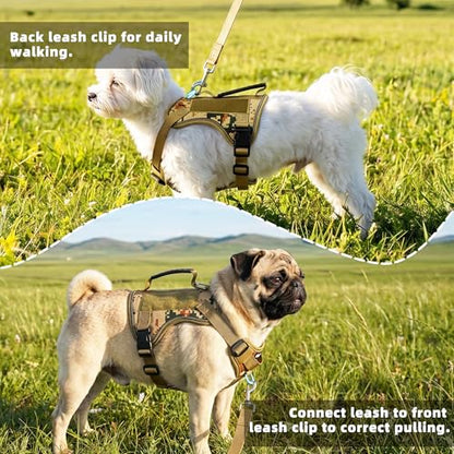 AIITLE Medium Dog Harness No Pull, Reflective Adjustable Vest with Handle, No Choke Design, Dual Metal Leash Clips for Walking Training Running Camping, Small Medium Breeds - Camouflage L - color: Camouflage, size: L