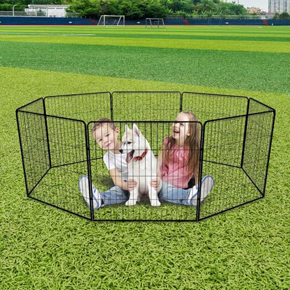 Dog Playpen 24 Inch 8 Panels, Foldable Metal Dog Playpen Indoor Outdoor, Puppy Playpen for Small Dogs, Portable Heavy Duty Pet Playpen, Durable and Secure