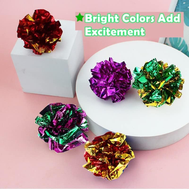 Mylar Crinkle Balls Cat Toys Interactive Crinkle Cat Toy Balls Independent Pet Kitten Cat Toys for Fat Cats Kittens Exercise, Soft and Right Size (6 Pack) - size: 6 Pack