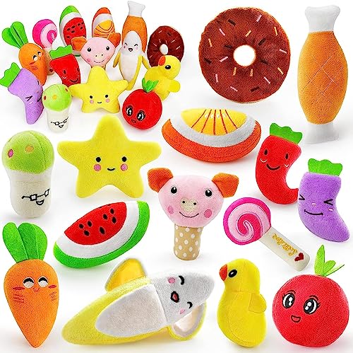 LEGEND SANDY Dog Squeaky Toys, Plush Small Dog Toys for Dogs, Stuffed with Squeakers,14 pcs Puppy Toys with a Carrying Bag for Small Medium Size - color: Multicolor