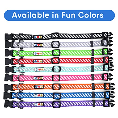 Pawtitas Reflective Dog Collar Reflective Thread Reflective Dog Collar Personalized Name Phone Number Adjustable Collar for Small Dogs Extra Small Puppy Blue Dog Collar Extra Small Breeds - color: Customized Blue, size: X-Small (Pack of 1)