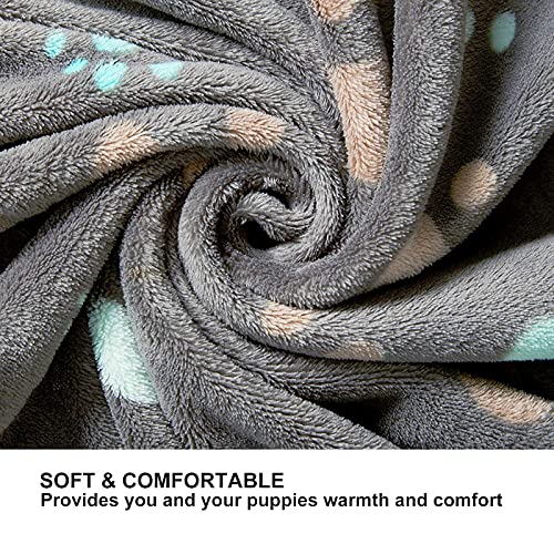 1 Pack 3 Puppy Blankets Super Soft Warm Sleep Mat Grey PAW Print Blanket Fleece Pet Blanket Dog Blankets for Small Dogs Puppy Dogs Fluffy Cats,Medium(29"x20") - color: Grey-paw(pack of 3), size: Medium(29"x20")