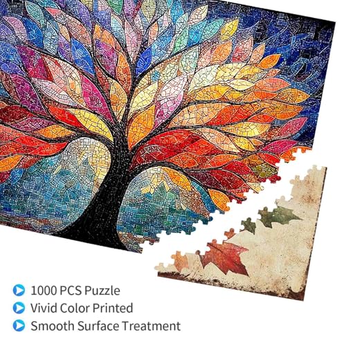 1000 Pieces Jigsaw Puzzles for Adults Rainbow Tree of Life Art Puzzle, Stress Relief Concentration Training Brain Teaser Puzzle 29.5x19.7 Inch - color: Wooden Puzzle1, size: 1000 Piece pcs