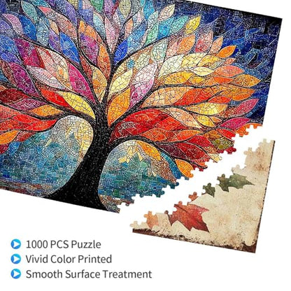 1000 Pieces Jigsaw Puzzles for Adults Rainbow Tree of Life Art Puzzle, Stress Relief Concentration Training Brain Teaser Puzzle 29.5x19.7 Inch - color: Wooden Puzzle1, size: 1000 Piece pcs