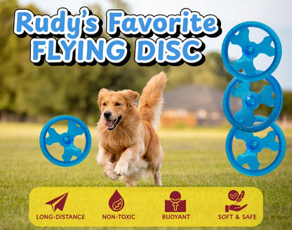 Rudy’s Favorite TPR Flying Disc w/Center Ball - Dog Frisbee - Floats, Flies Far for Fetch Freaks, Pool Splashers & Backyard Maniacs- Dog Toys for Aggressive chewers, chew Toys & Pool Toys